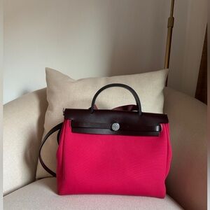 Hermes Herbag Zip 31 Bag Rose Shocking Berline Canvas